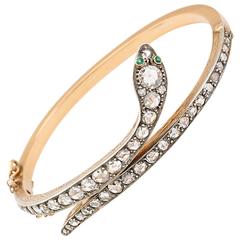 A Victorian Emerald Eyed Diamond Snake Bracelet 2