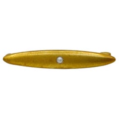Antique Krementz 22k & 14k Gold Seed Pearl Pin Bar Brooch