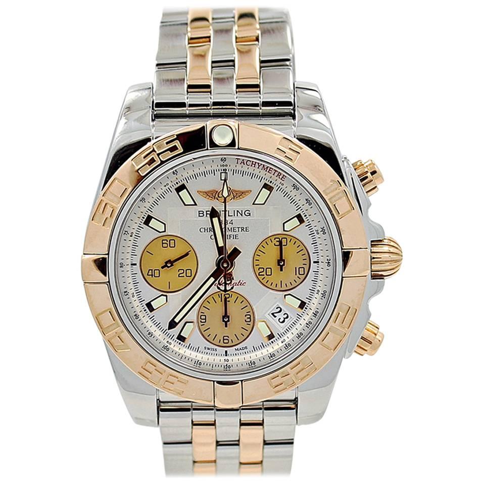 Breitling Rose Gold Stainless Steel Chronomat Automatic Wristwatch  For Sale
