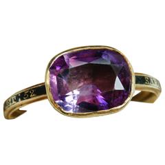 Georgian Amethyst Black Enamel Gold Ring