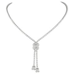 Alexander 3.22ct Diamond Drop Bow Necklace 18k White Gold