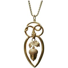 Victorian Serpent and Acorn Pendant with Chain