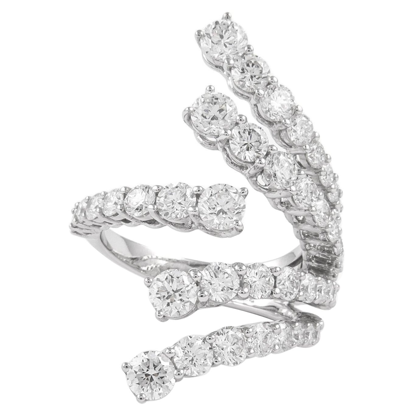 Alexander Bague enveloppante en or blanc 18 carats avec diamants flottants de 3,76 carats