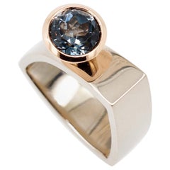 Exceptional 1.95 Carat 8 mm Round Blue Grey Tourmaline Cocktail Ring