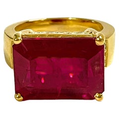 New Madagascar 17.50 Ct  Ruby & Sapphire Yellow gold Plated Sterling Ring