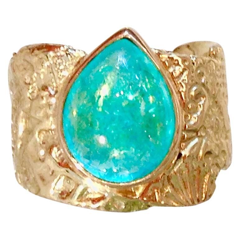 Paraiba Tourmaline Gold Seascape Ring