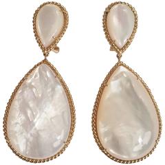 Mother of Pearl Drop Earrings with elegant rope twist border 6