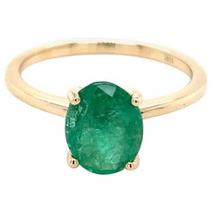 1.35 Carat Oval Cut Emerald Ring in 10k Yellow Gold