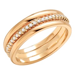 Eighteen Karat White Gold Diamond Circle Sandwiched with Two Yellow Gold Band