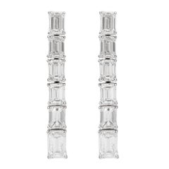 Alexander 5.33ctt Emerald Cut Diamond Drop Earrings 18k White Gold