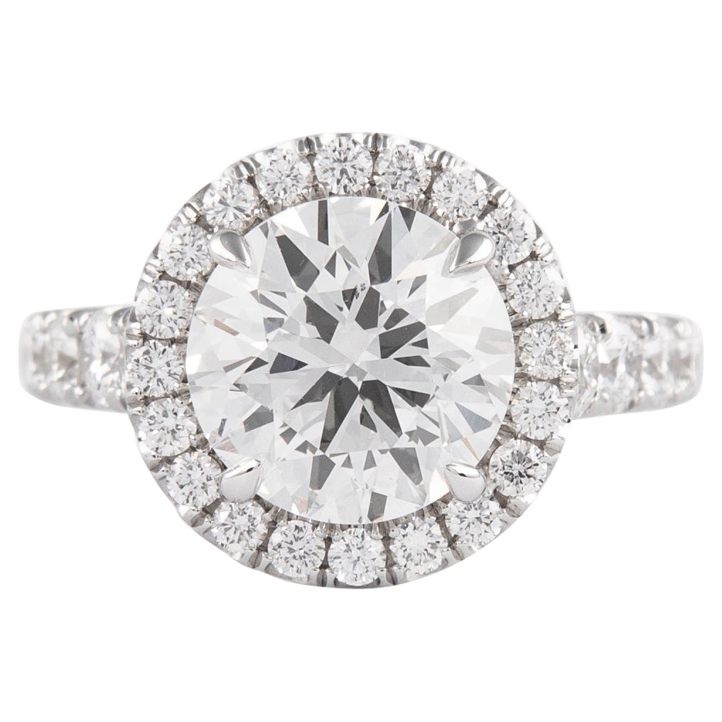 Alexander GIA 2.80ct Round Brilliant Diamond with Halo Ring 18 Karat White Gold