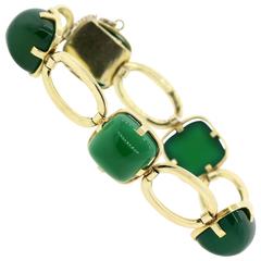1950s Chrysoprase Quartz Gold Bracelet