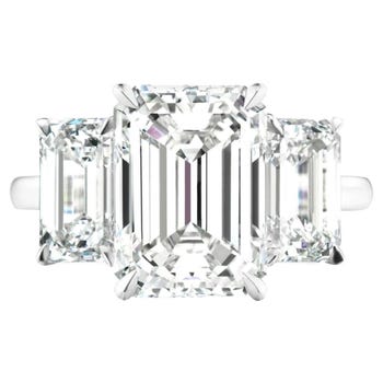 Emerald Cut Three-Stone Platinum Ring 