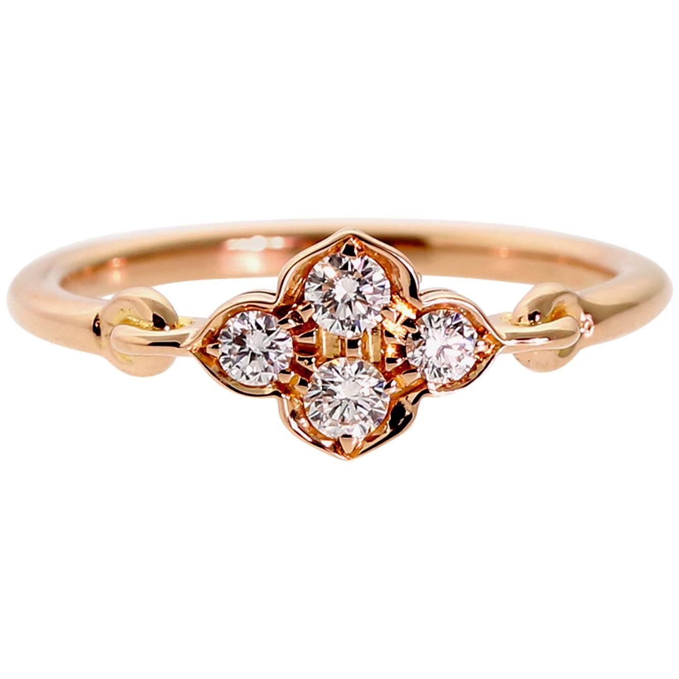 Cartier Flower Diamond Gold Ring