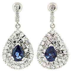 Sapphire Diamond Gold Drop Earrings 1