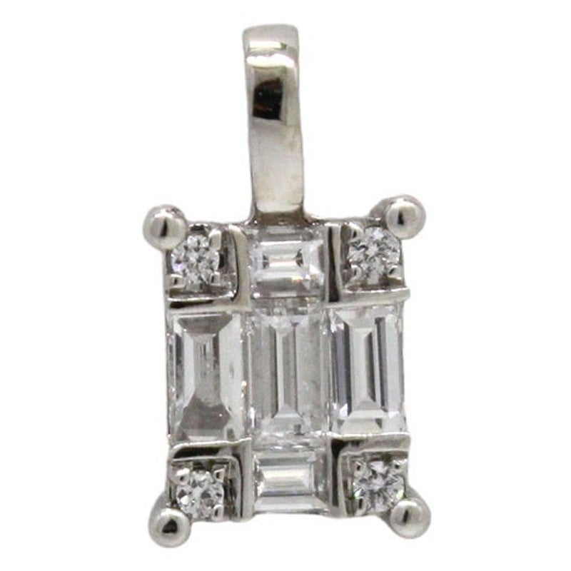 18K White Gold Small Diamond Pendant - A Delicate Touch of Glamour For Sale