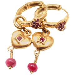 Loree Rodkin Ruby Heart Enhancers Gold Hoop Earrings 5