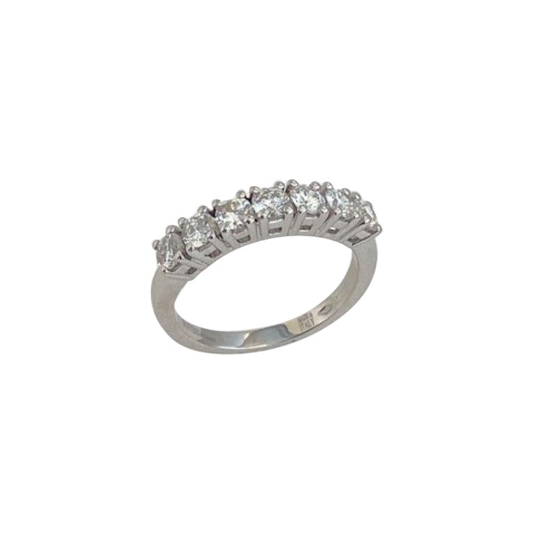   ct 1.00 riviere 7 diamond engagement ring  18 Kt White Gold  gr 3.96  For Sale