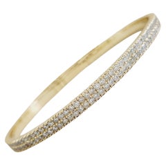 4.80 Carat Double Row Flexible Bangle Yellow Gold 14 Karat Bracelet