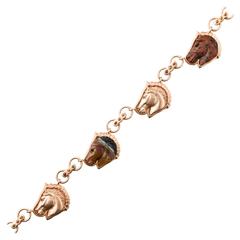 Sapphire Gold Hand Carved Horse Head Bracelet