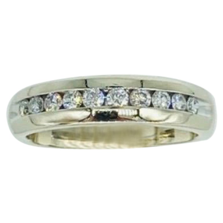 Vintage 0.60tcw Diamonds Half Eternity Ring 14k White Hold For Sale