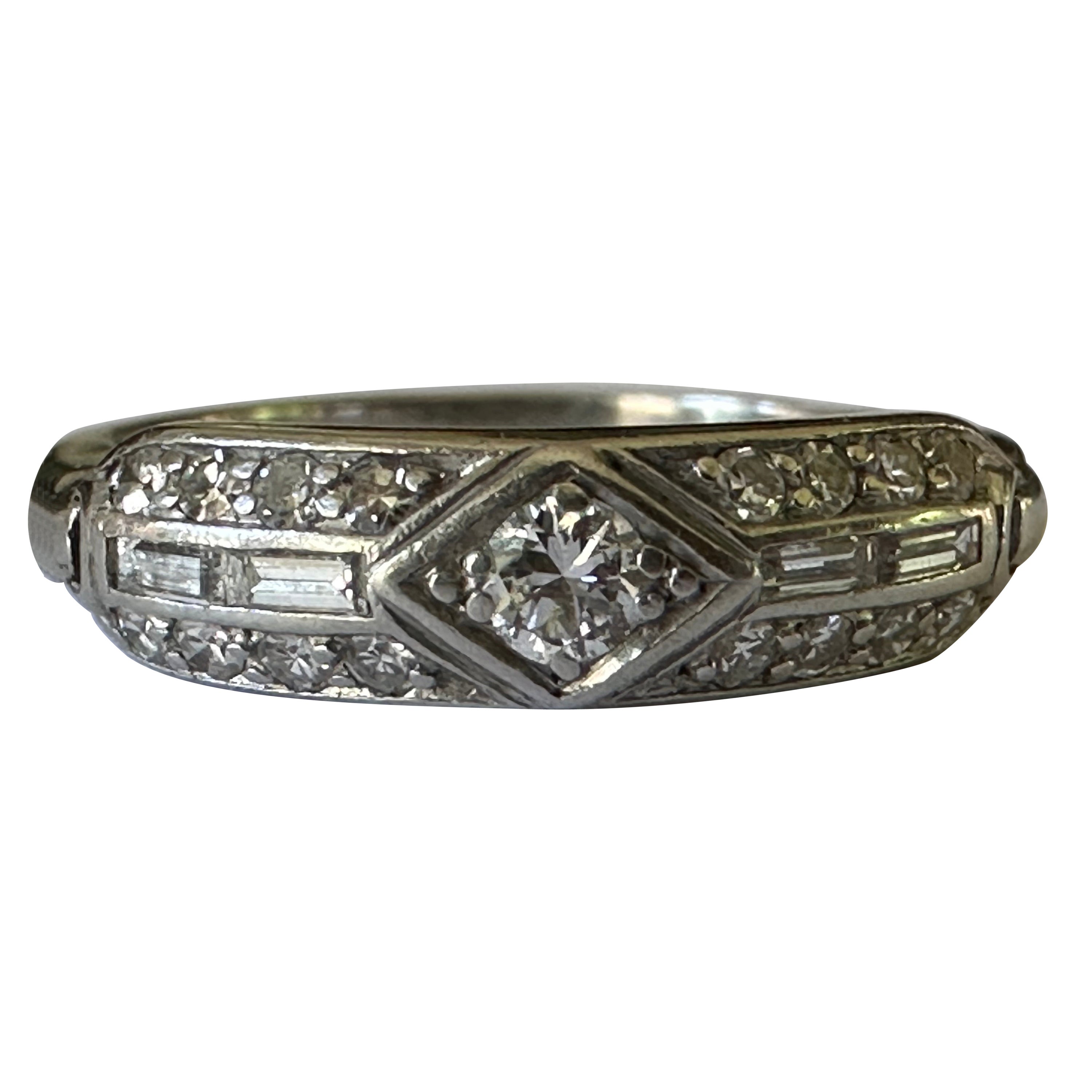 Art Deco Diamond and Platinum Band For Sale