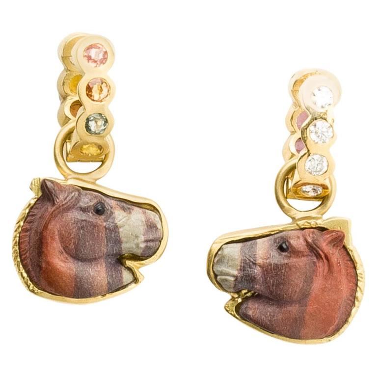 Jasper Shire Gold Horse Head Earrings For At 1stdibs Jasper Shire Gold Horse Head Earrings For