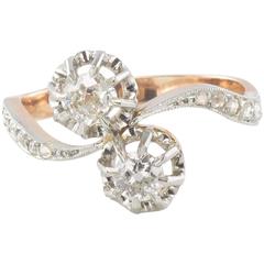 Antique Diamond Gold Toi et Moi Ring 10
