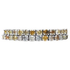 NO RESERVE! - 6.73 Carat Fancy Diamond Tennis Riviera - 14K White Gold Bracelet