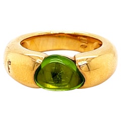 Original 2000 Pomellato Sassi Peridot 18k Yellow Gold Cocktail Ring