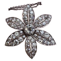 Antique Victorian Diamond Flower Pendant and Brooch