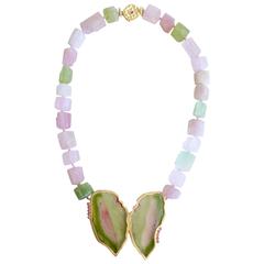 Tourmaline Sapphire Gold Happy Butterfly Necklace 5