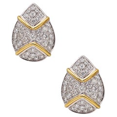 Hammerman Brothers Modernist Cluster Earrings 18Kt Gold With 6.18 Ctw In Diamond