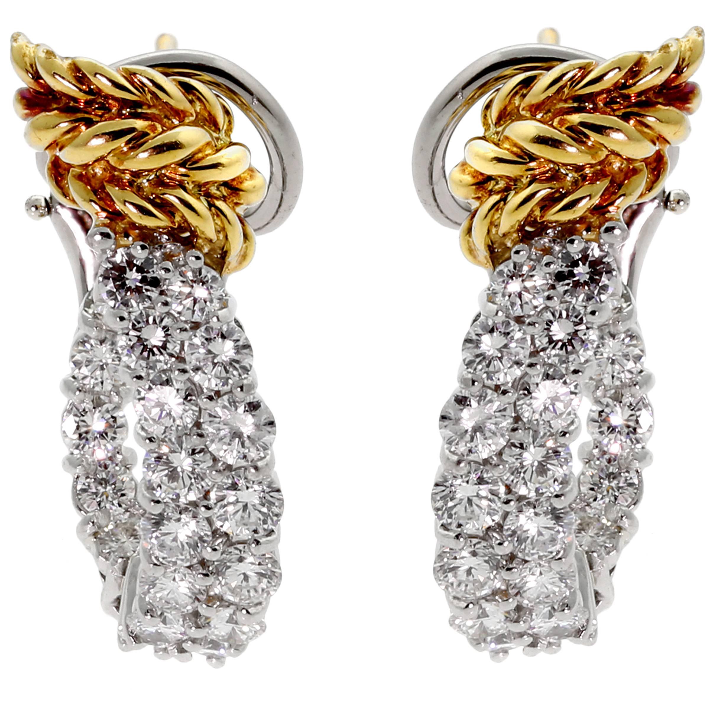 Tiffany & Co. Schlumberger Diamond Hoop Earrings