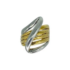 Vintage Designer 18K and Platinum 5-Row Band Ring