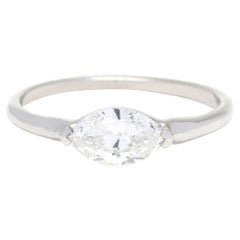 GIA .57ct Horizontal Marquise Diamond Engagement Ring, Platinum, Ring Size 6.25