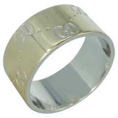 Gucci 18K White Gold 9mm Wide Band Ring