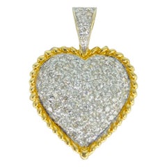 Vintage Two-Tone 1.50tcw Diamonds Heart Shape Pendant 14k Gold