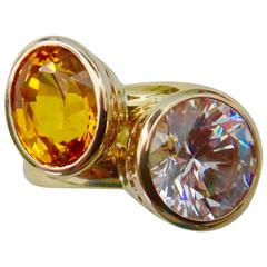 Silver Sapphire, Yellow Sapphire 18k Gold Stacking "Leah" Rings 9