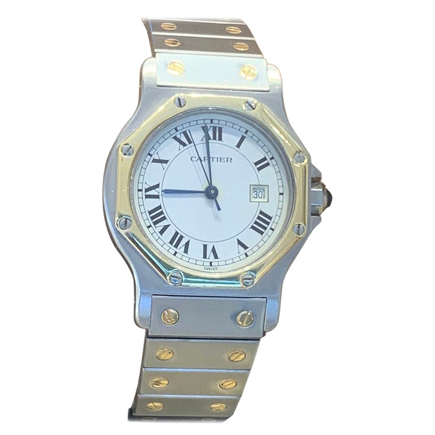 Cartier Santos Octagon Steel Burgundy Dial Automatic Ladies Watch 0907 ...