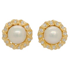 Mabe White Pearl with Round Diamond Lever Back Earrings in 14K Yellow Gold