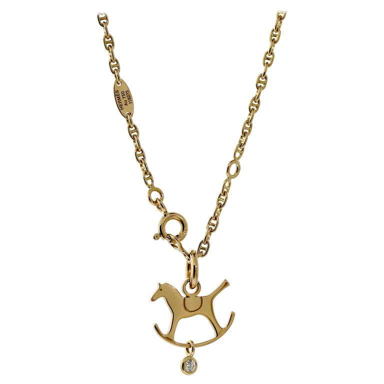 Hermes Diamond Horse Gold Necklace at 1stDibs diamond horse necklace
