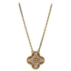 Van Cleef & Arpels Diamond Gold Vintage Alhambra Necklace