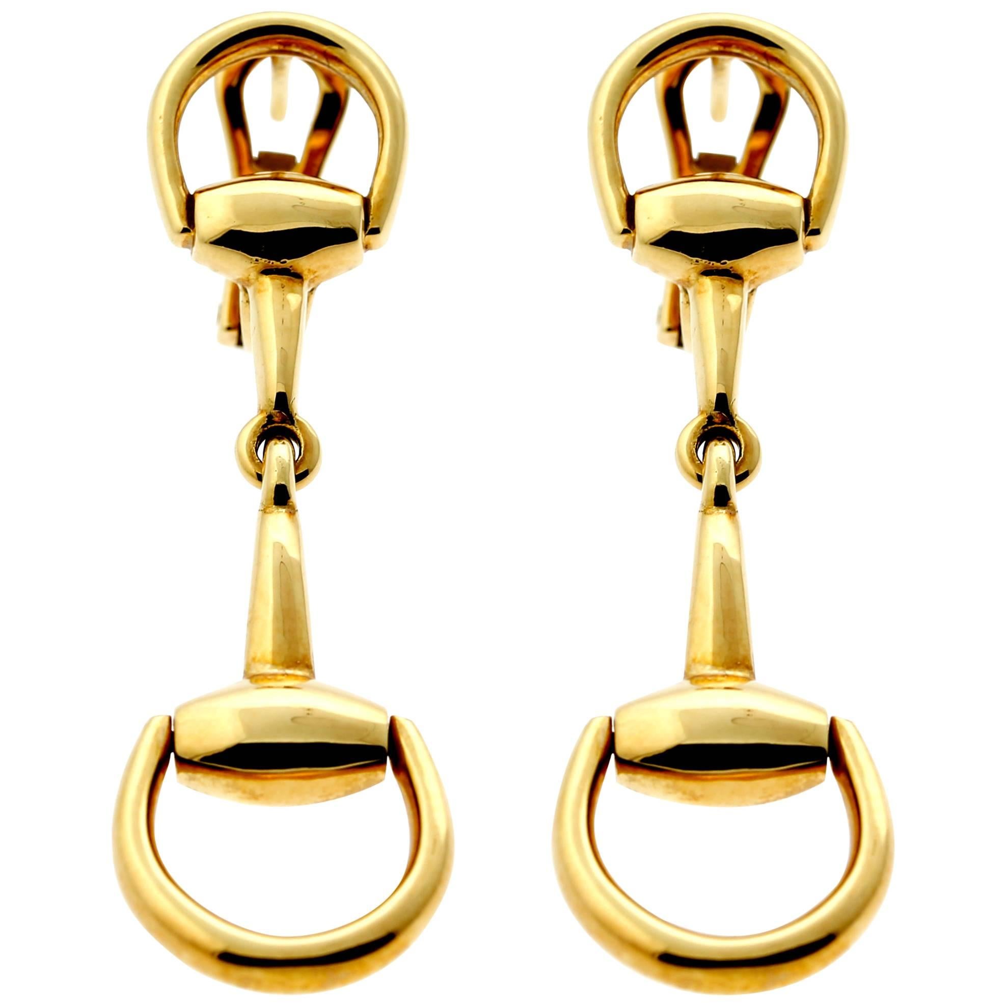 Gucci Horsebit Gold Drop Earrings