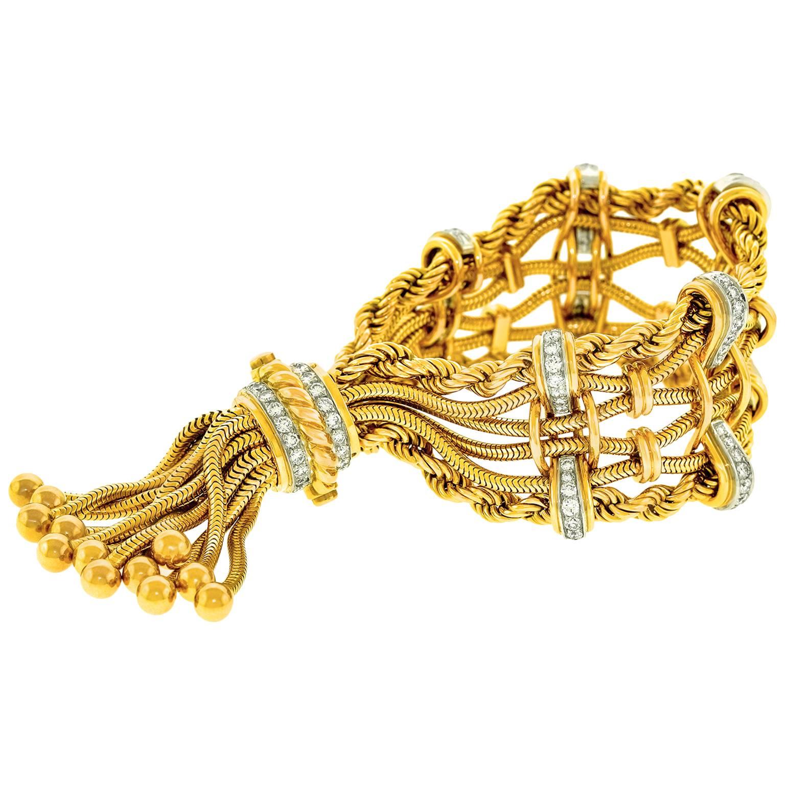 Solvil Incredible Sixties Gold & Diamond Tassel Bracelet