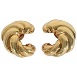 Large Crescent Shaped Gold and bold Swirl Earclips