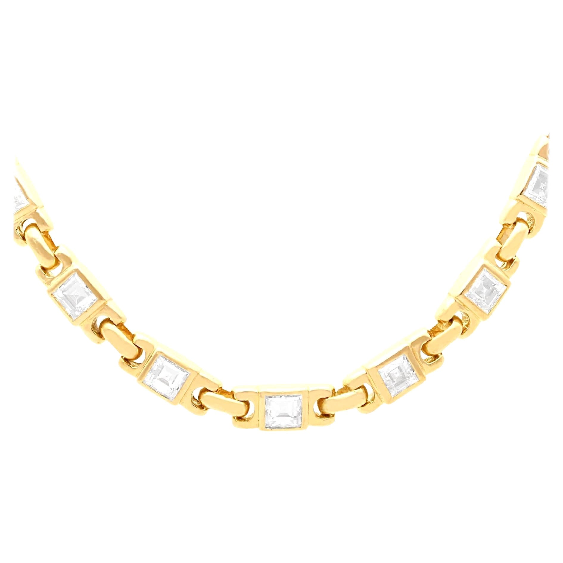 Vintage 3 Carat Diamond and 18K Yellow Gold Necklace For Sale