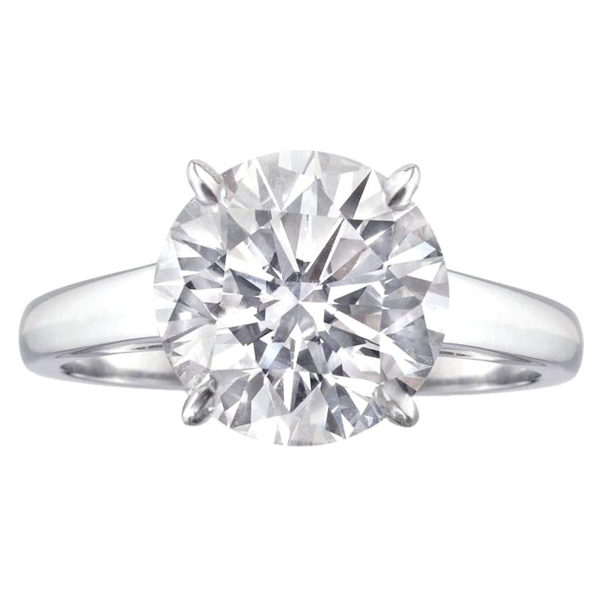 GIA Certified 5 Carat J VS2 Round Diamond Platinum Ring  For Sale