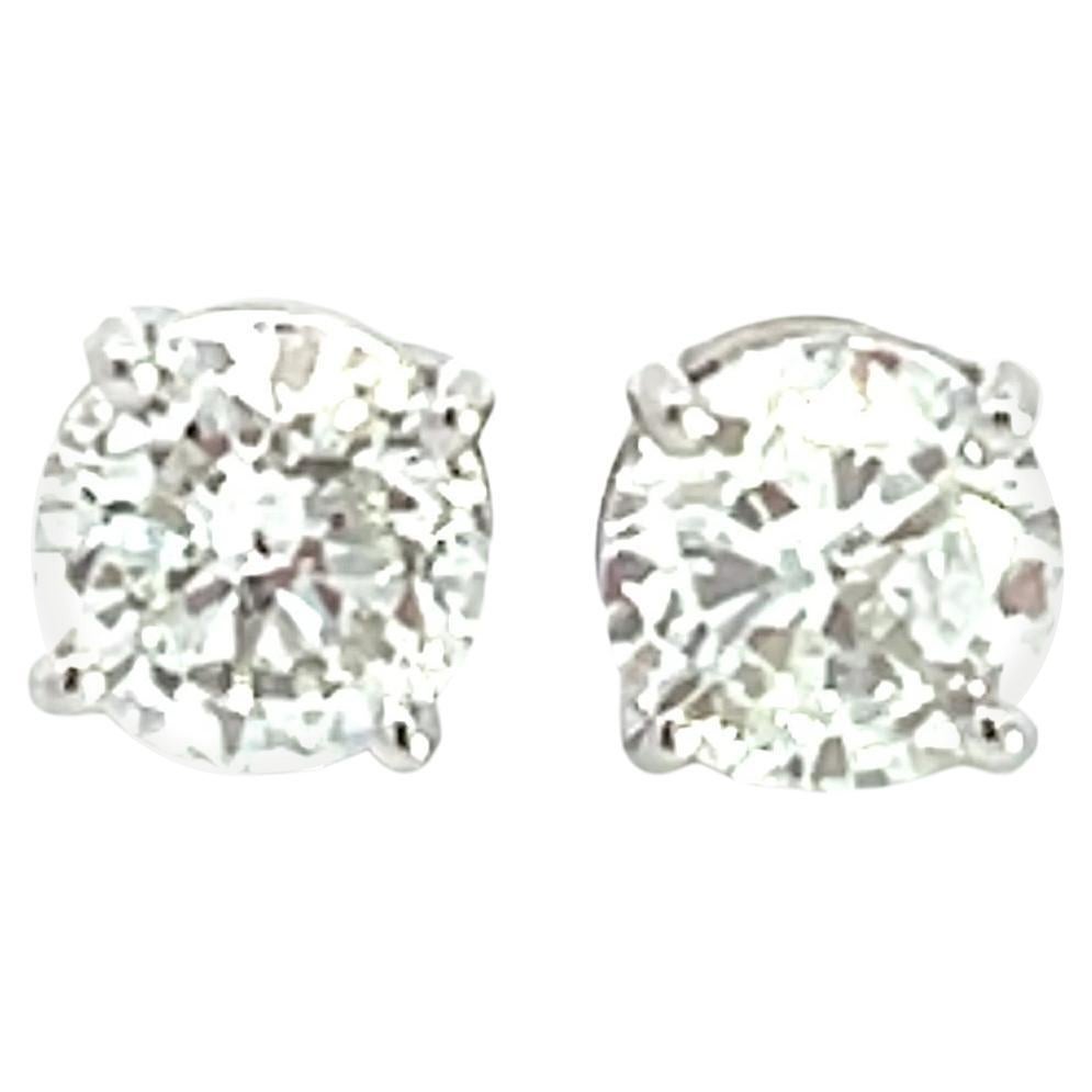 14K White Gold 1/1ctw Diamond Stud Earrings