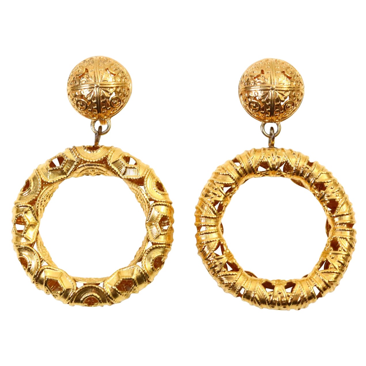 Vintage Gold Tone Hoop Earrings Circa 1980s For Sale at 1stDibs